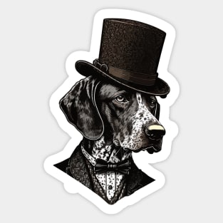 German shorthaired pointer with top hat Sticker